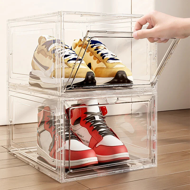 Large Clear Stackable Shoe Storage Boxes 10 Pack