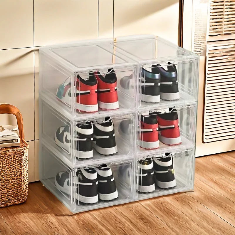 Large Clear Stackable Shoe Storage Boxes 10 Pack
