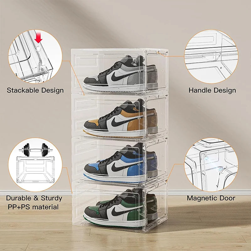 Large Clear Stackable Shoe Storage Boxes 10 Pack