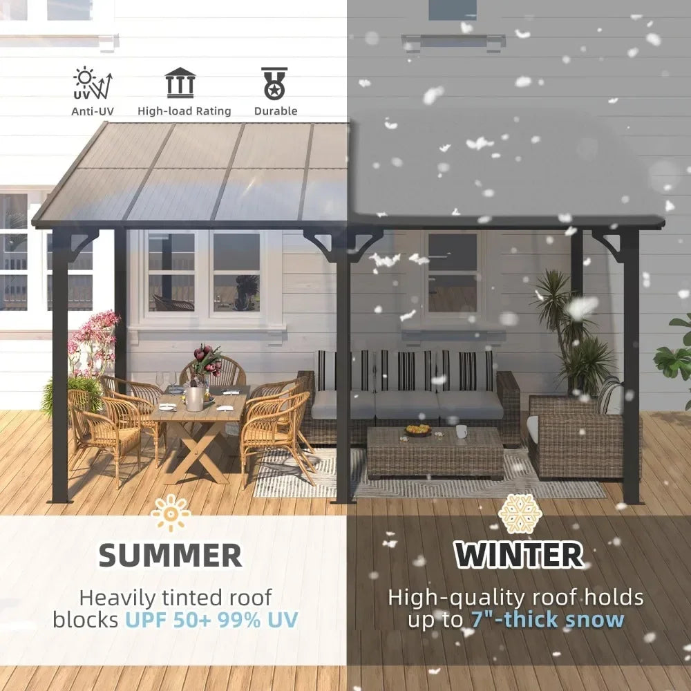 Hard Top Sloped Roof Gazebo Pergola 140 Sq Ft