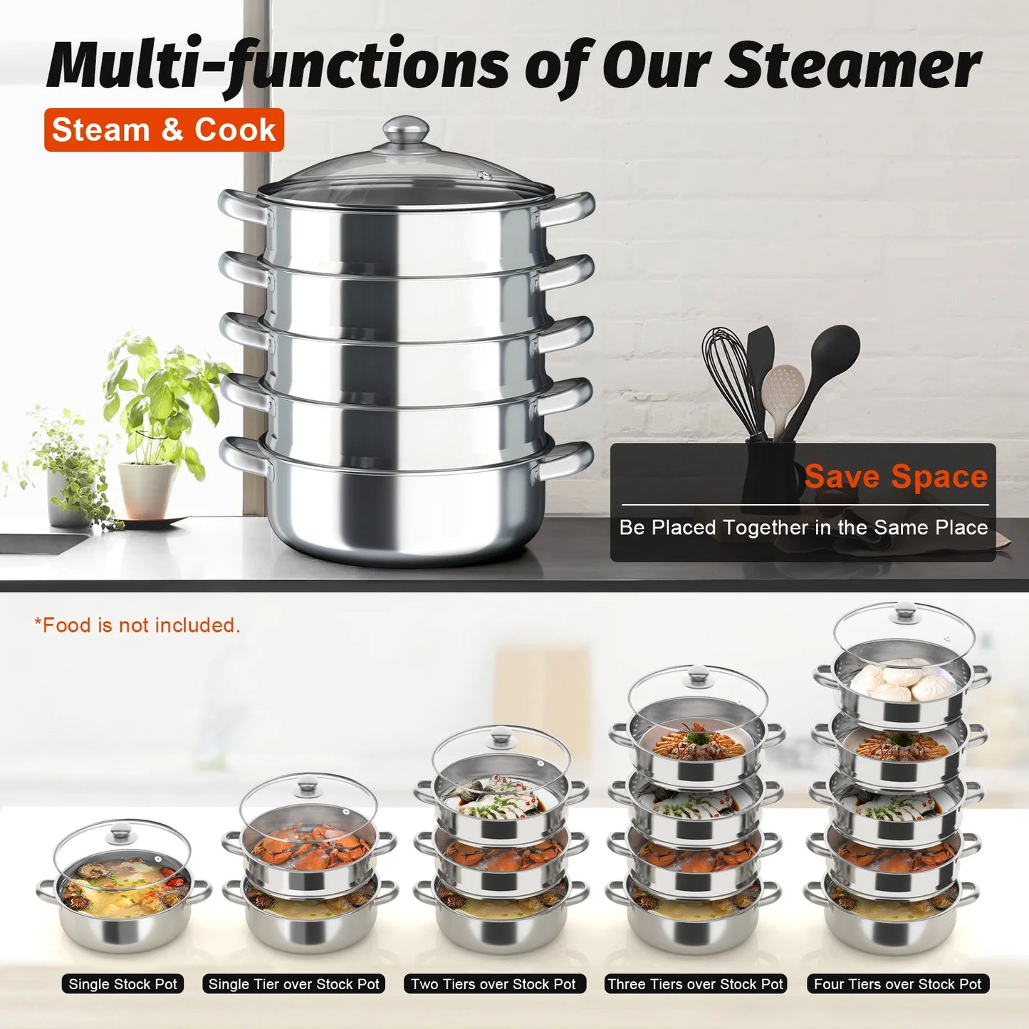 Multifunctional Stainless Steel 5-Tier Steamer Cooker