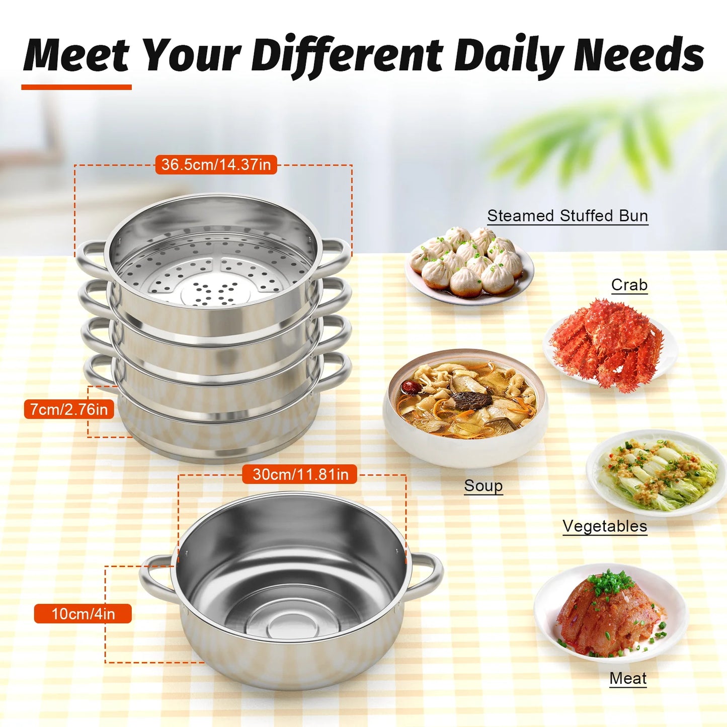 Multifunctional Stainless Steel 5-Tier Steamer Cooker