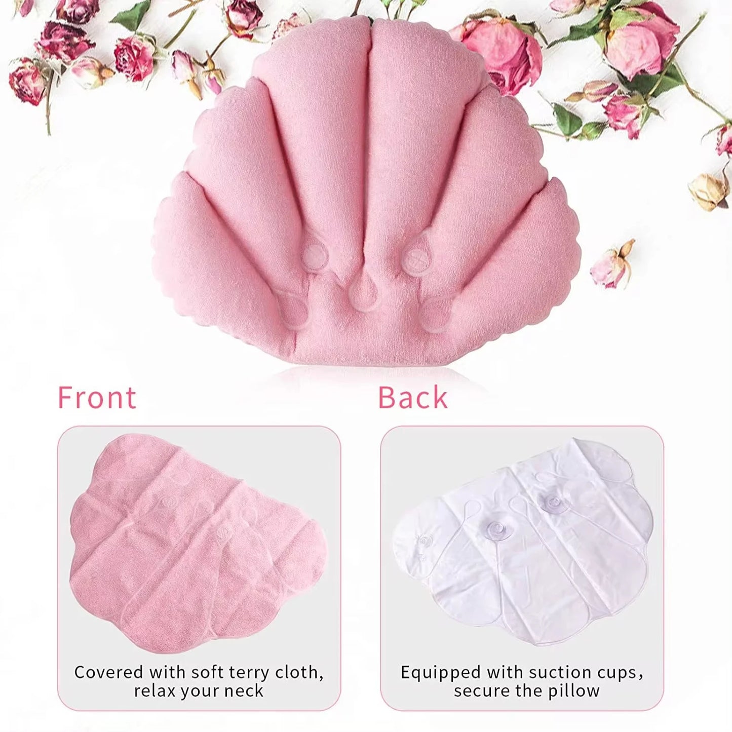 Comfortable Waterproof Bath Pillow with Suction Cups