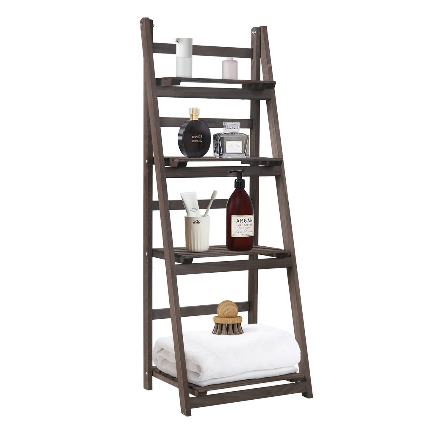 Rustic 43 Inch Foldable Ladder Shelf Plant Stand