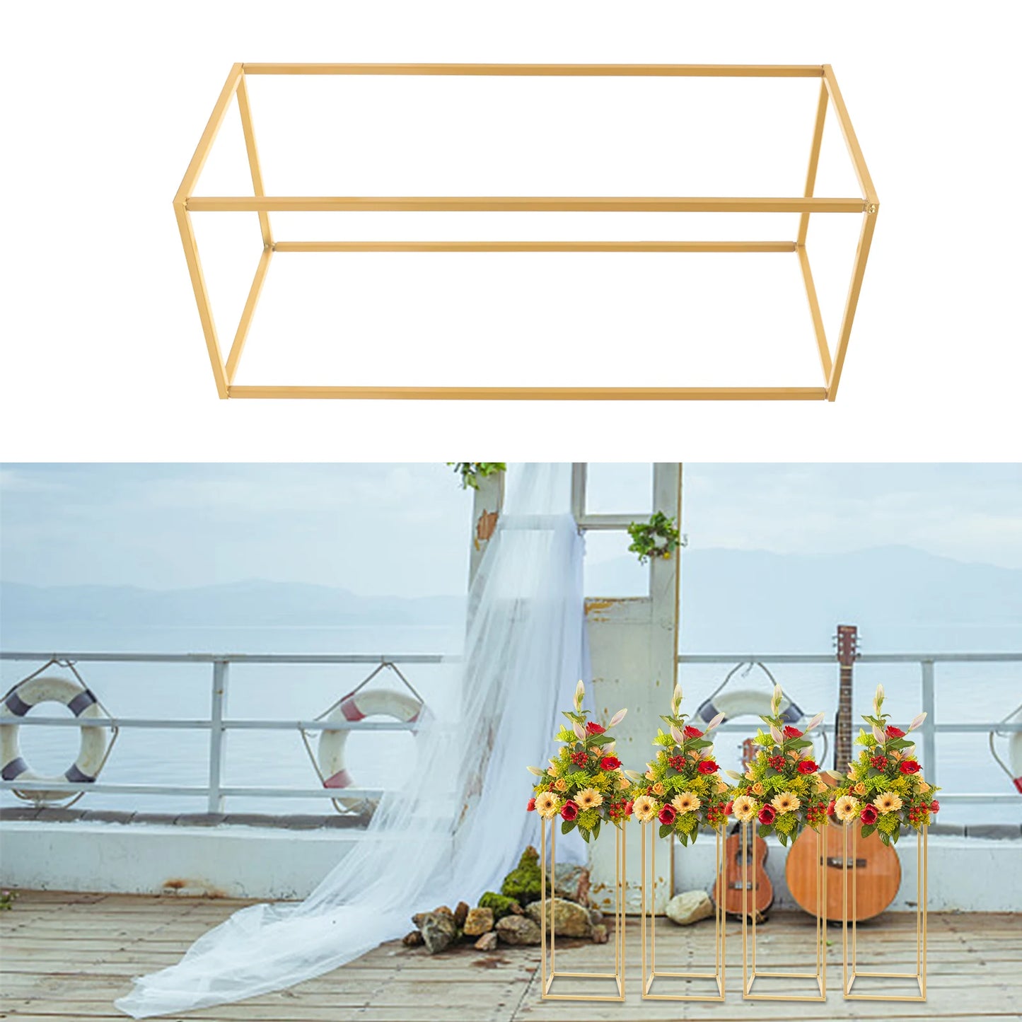 4Pack Gold Flower Column Stand for Events