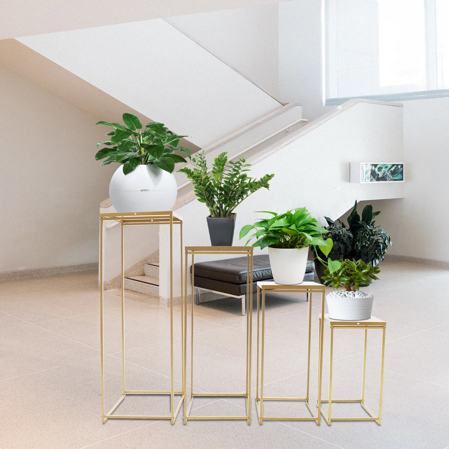 Gold Flower Stand Metal Column Vase Display Rack
