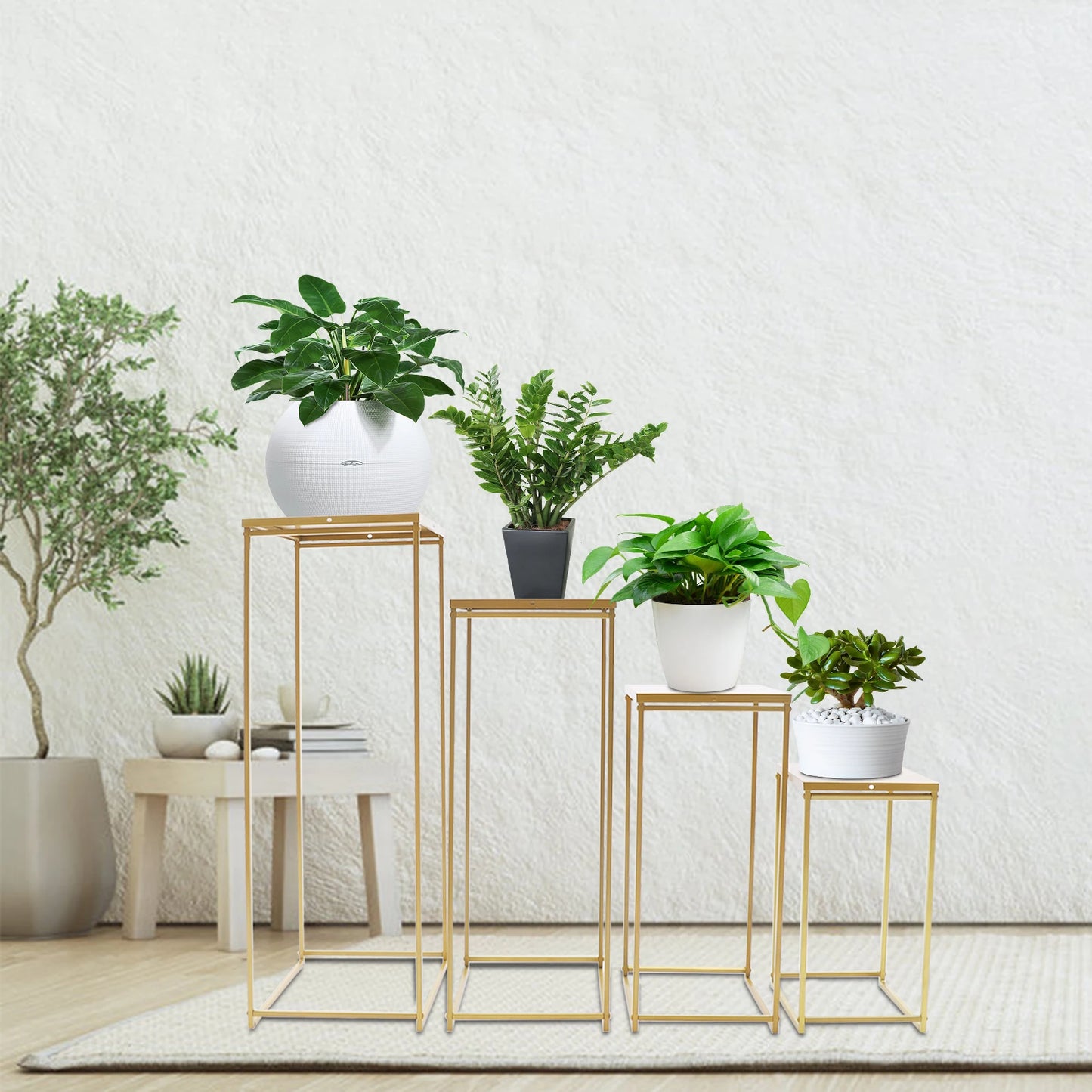 Gold Flower Stand Metal Column Vase Display Rack