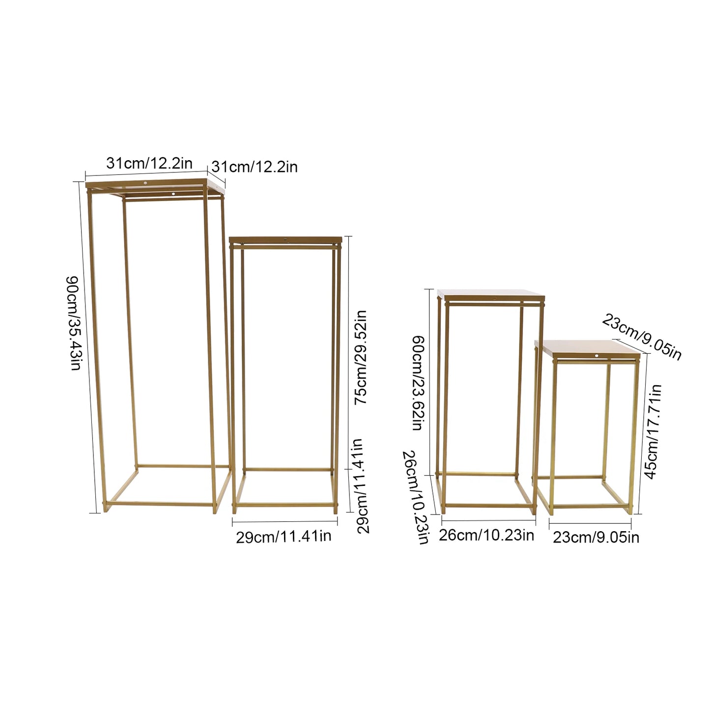 Gold Flower Stand Metal Column Vase Display Rack