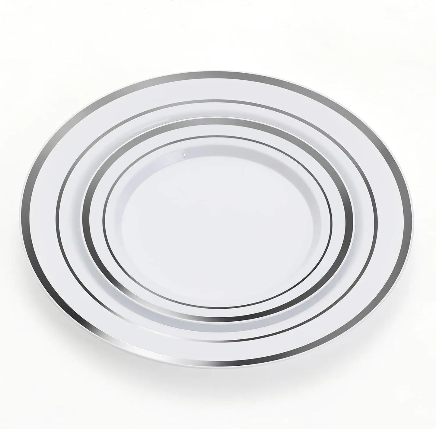 600 Piece Silver Plastic Dinnerware Set for Events