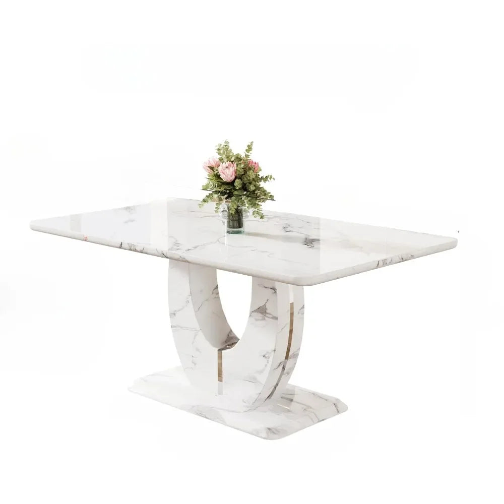 Modern Faux Marble Dining Table for Six