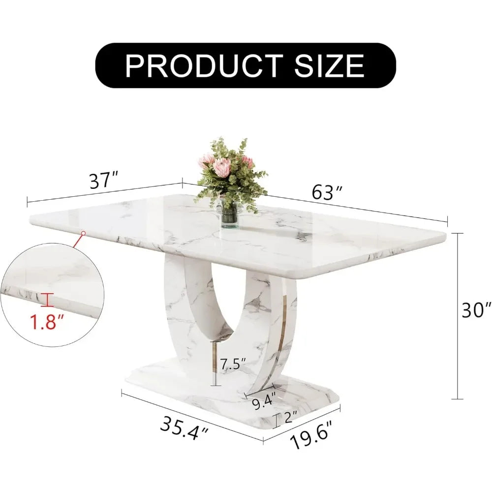 Modern Faux Marble Dining Table for Six