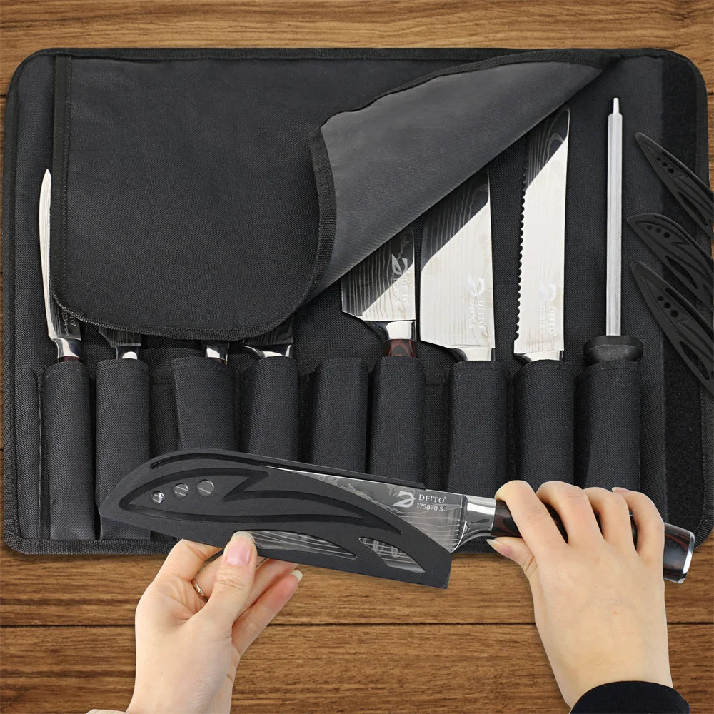 8 Piece Damascus Steel Kitchen Knife Set with Bag