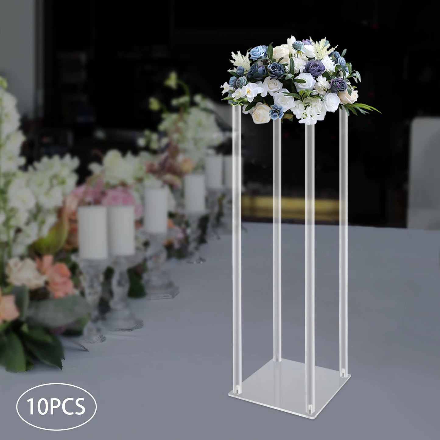 Elegant Acrylic Flower Display Stands Set of Ten