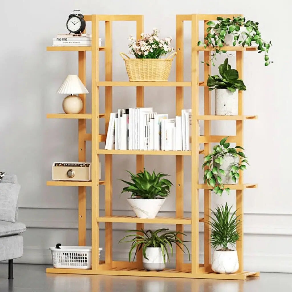 Multi Tiered Bamboo Plant Stand for Indoor Outdoor