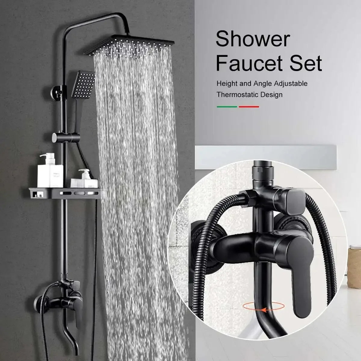 Wall Mount Rainfall Shower Faucet Set