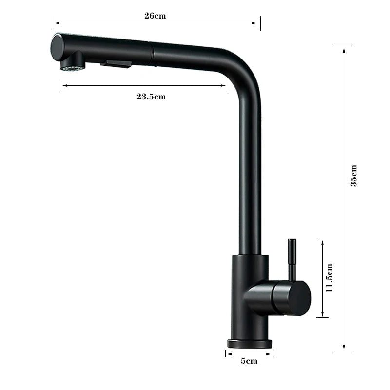 Black Stainless Steel 360 Degree Kitchen Faucet Nozzle
