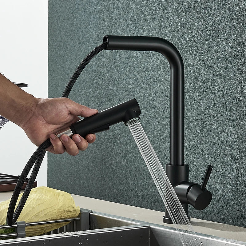 Black Stainless Steel 360 Degree Kitchen Faucet Nozzle