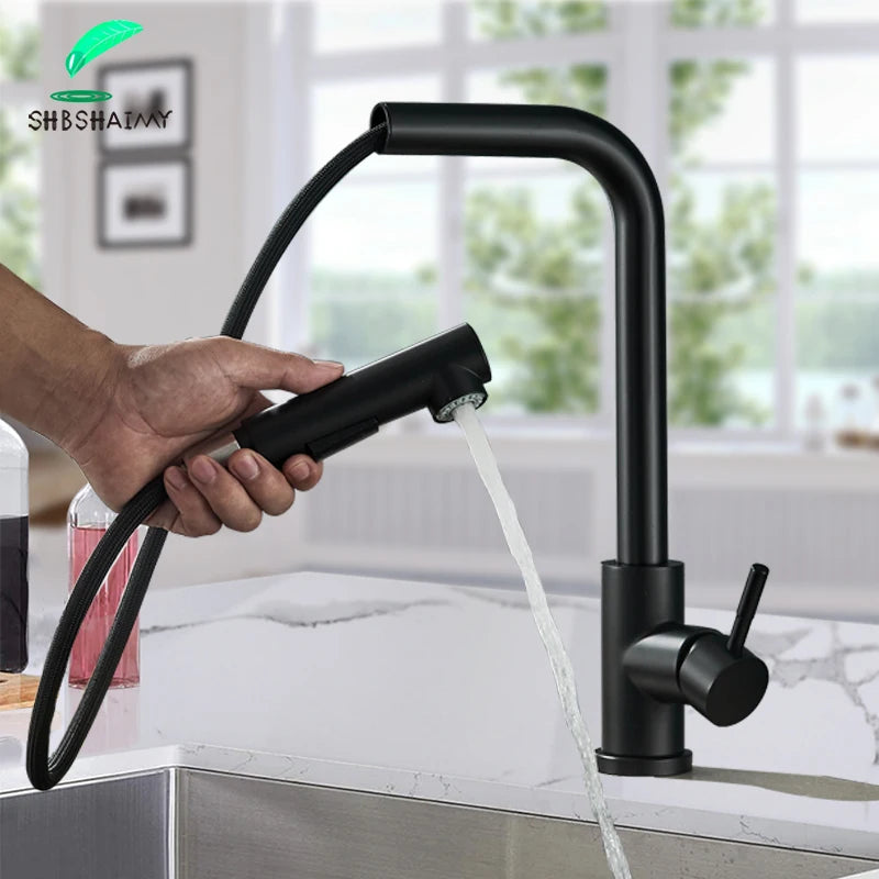Black Stainless Steel 360 Degree Kitchen Faucet Nozzle