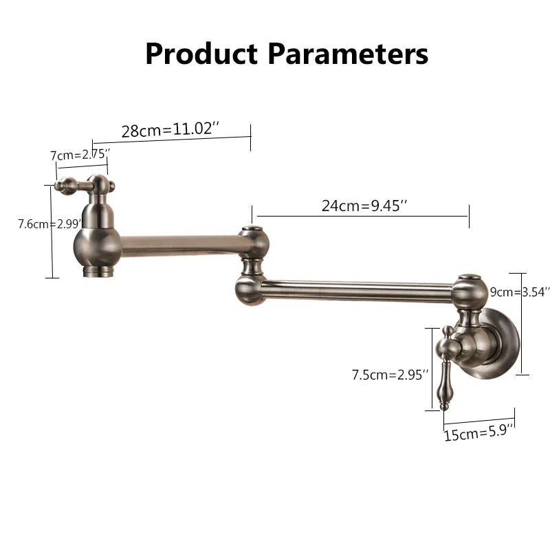 Brushed Golden Wall Mounted Kitchen Faucet with 360 Rotation