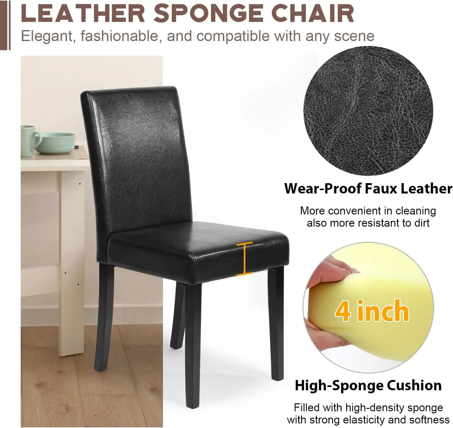 Stylish Dining Chairs Set of Four with Cushion