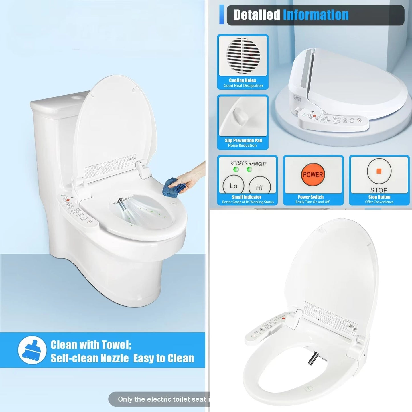 Smart Electric Bidet Toilet Seat with Heated Features