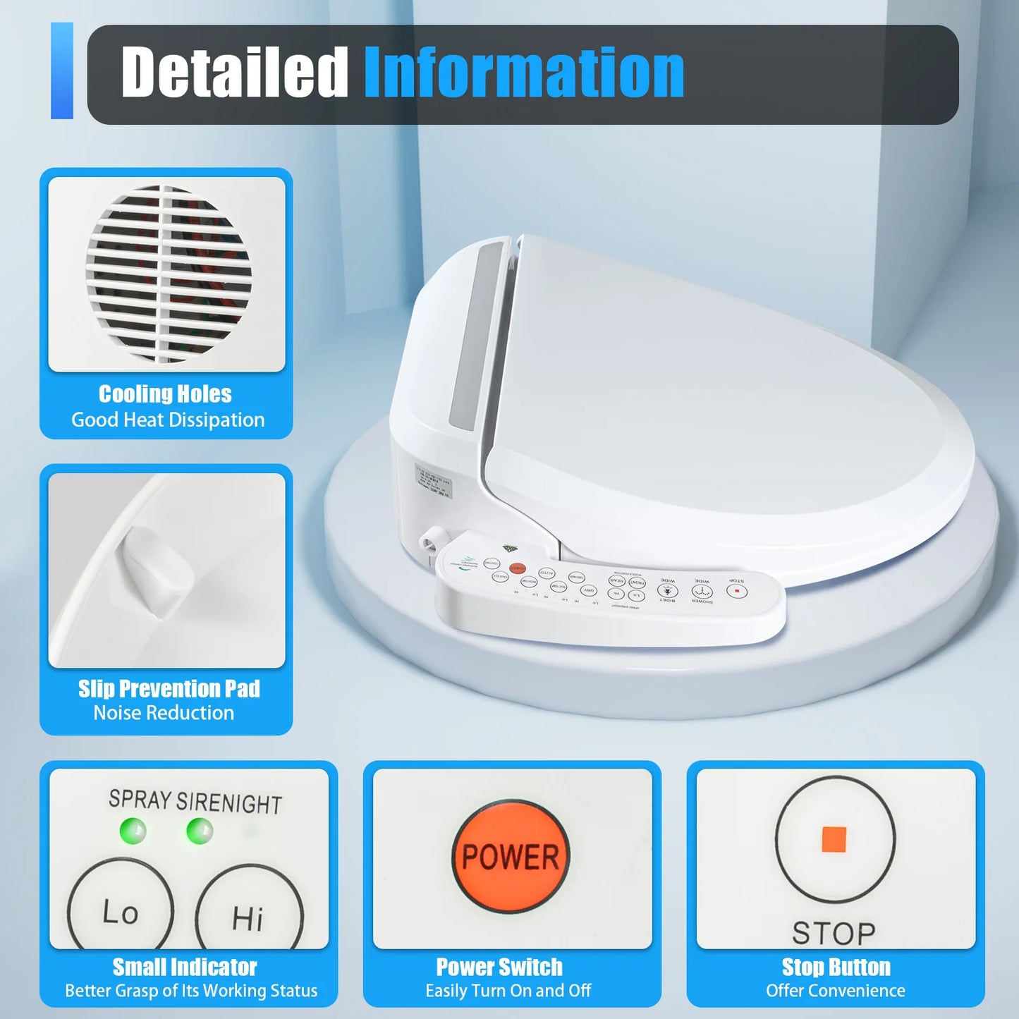 Smart Electric Bidet Toilet Seat with Heated Features