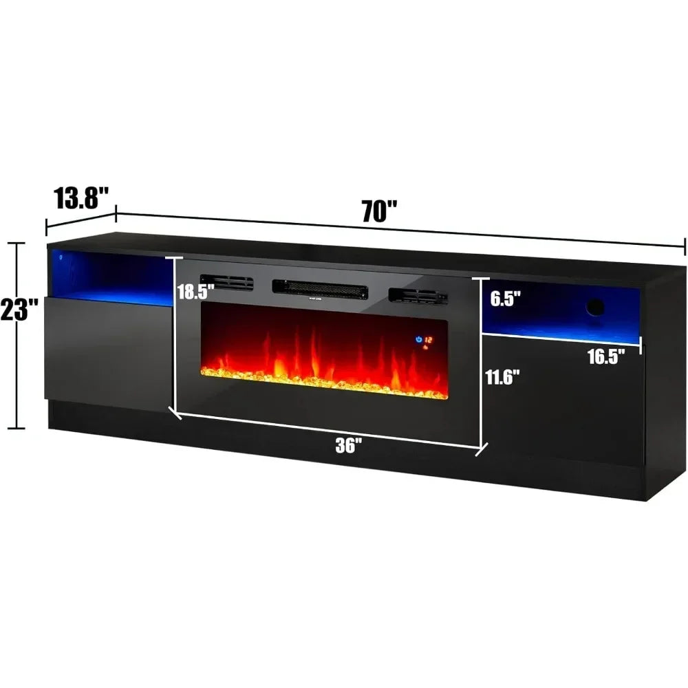 36 Inch Electric Fireplace TV Stand with Storage