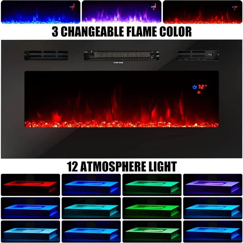 36 Inch Electric Fireplace TV Stand with Storage