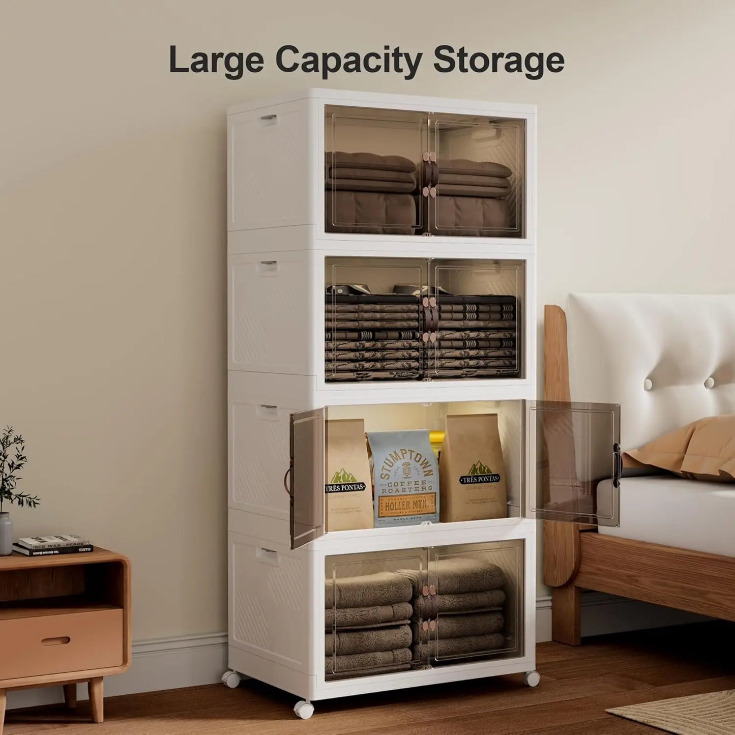 Collapsible Storage Bins with Wheels and Door