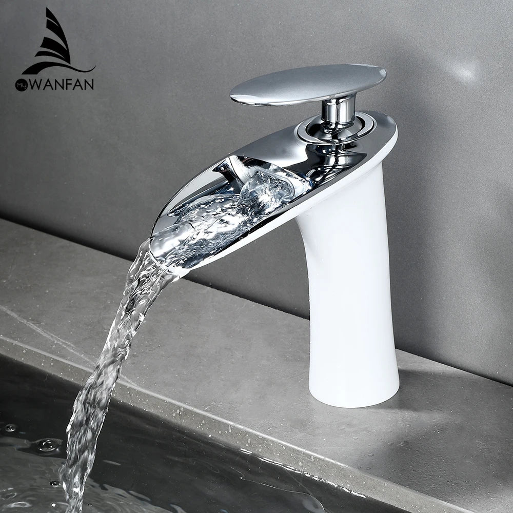 Gold Waterfall Bathroom Faucet Single Handle Mixer