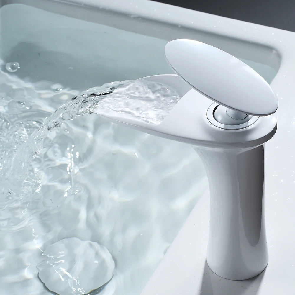 Gold Waterfall Bathroom Faucet Single Handle Mixer