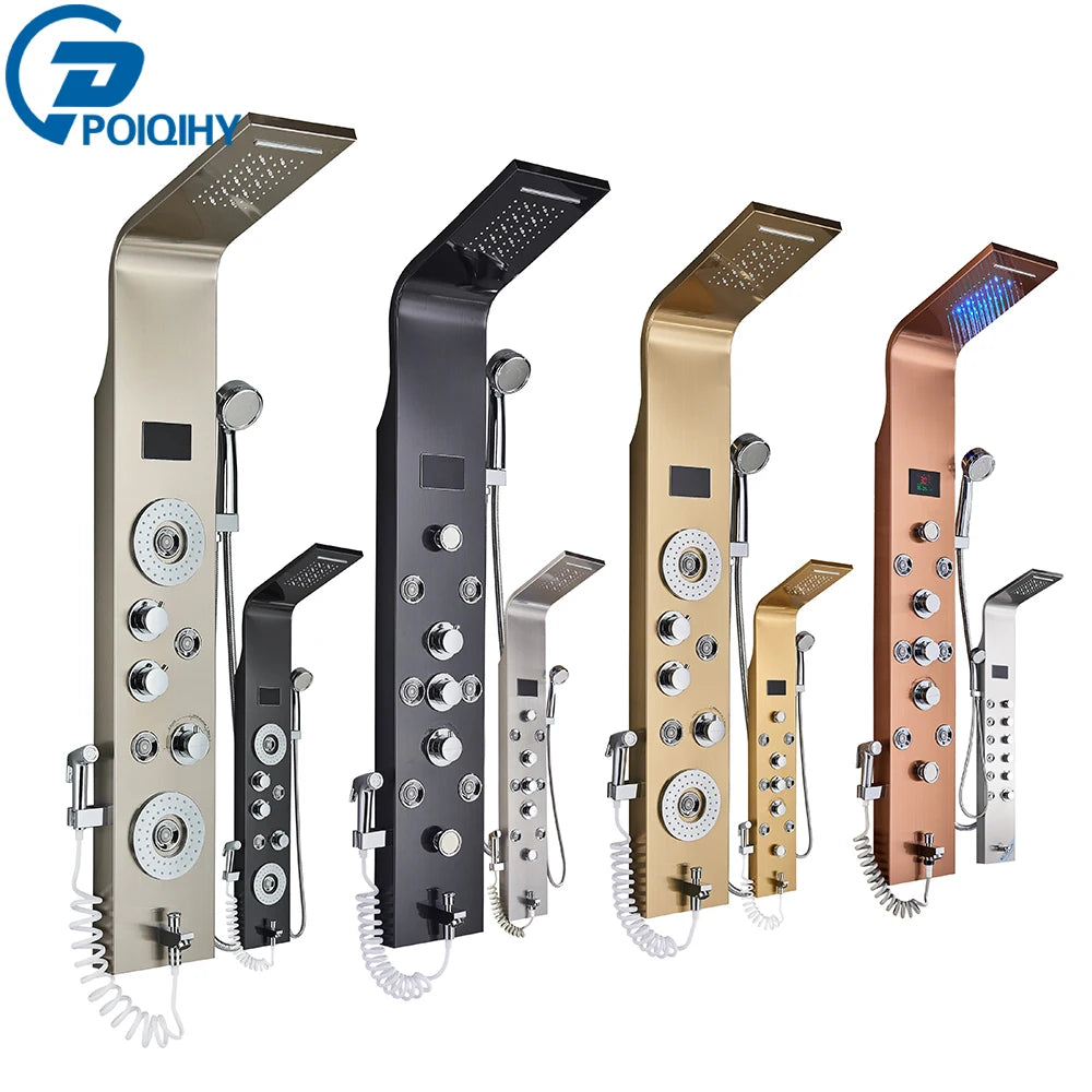 LED Rain Waterfall Shower Panel with Digital Display