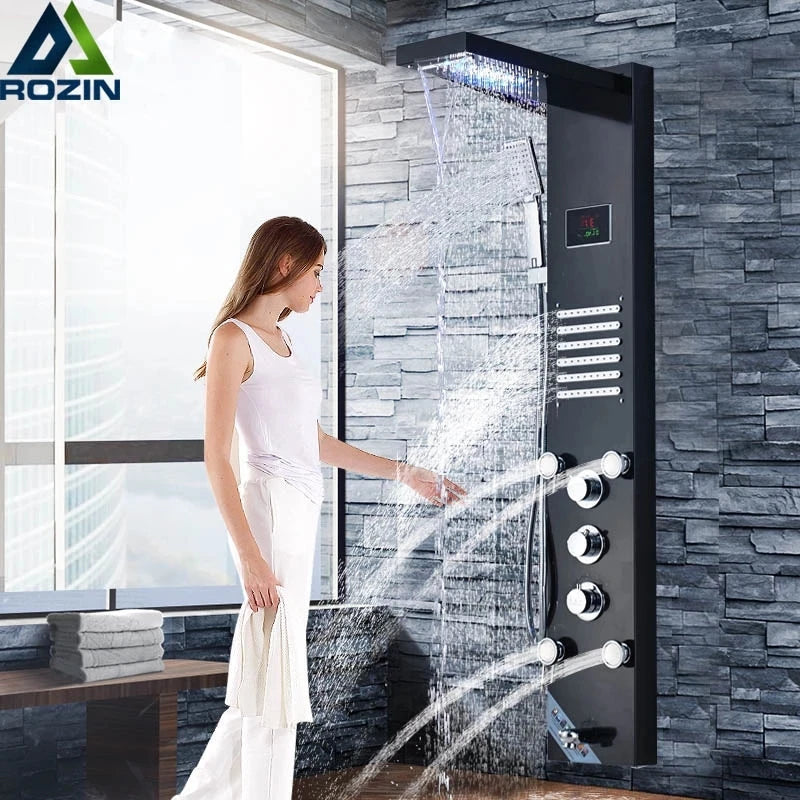 LED Rain Shower Panel with Digital Temperature Display