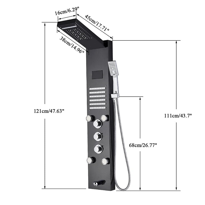 LED Rain Shower Panel with Digital Temperature Display
