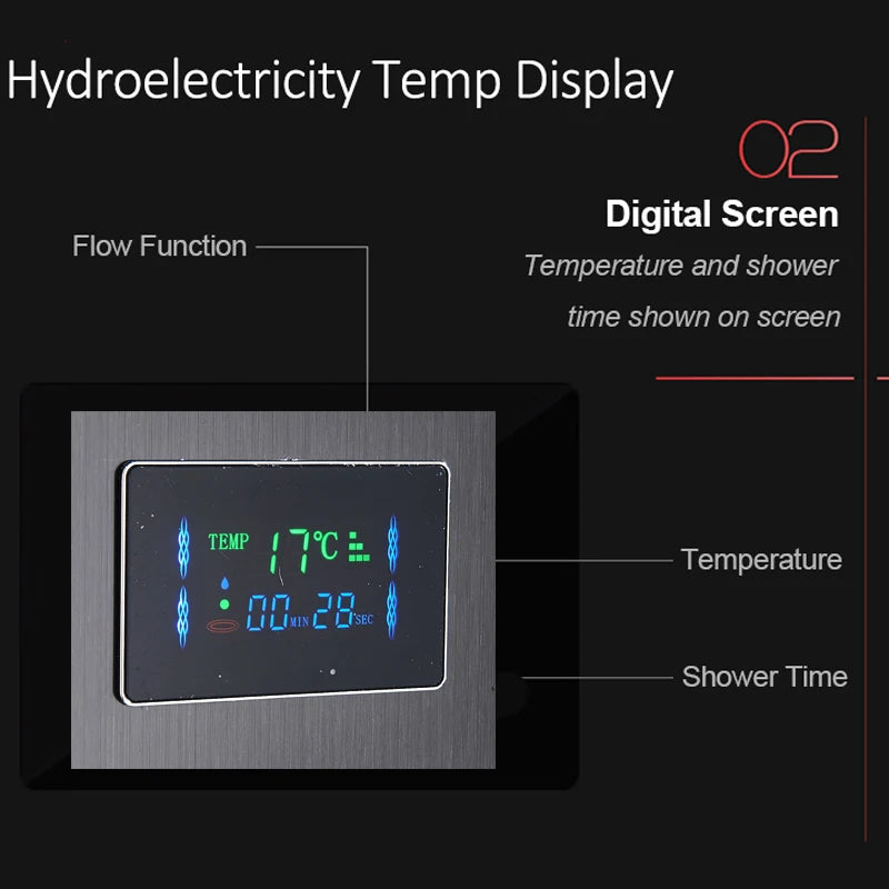 LED Rainfall Shower Panel with LCD Display