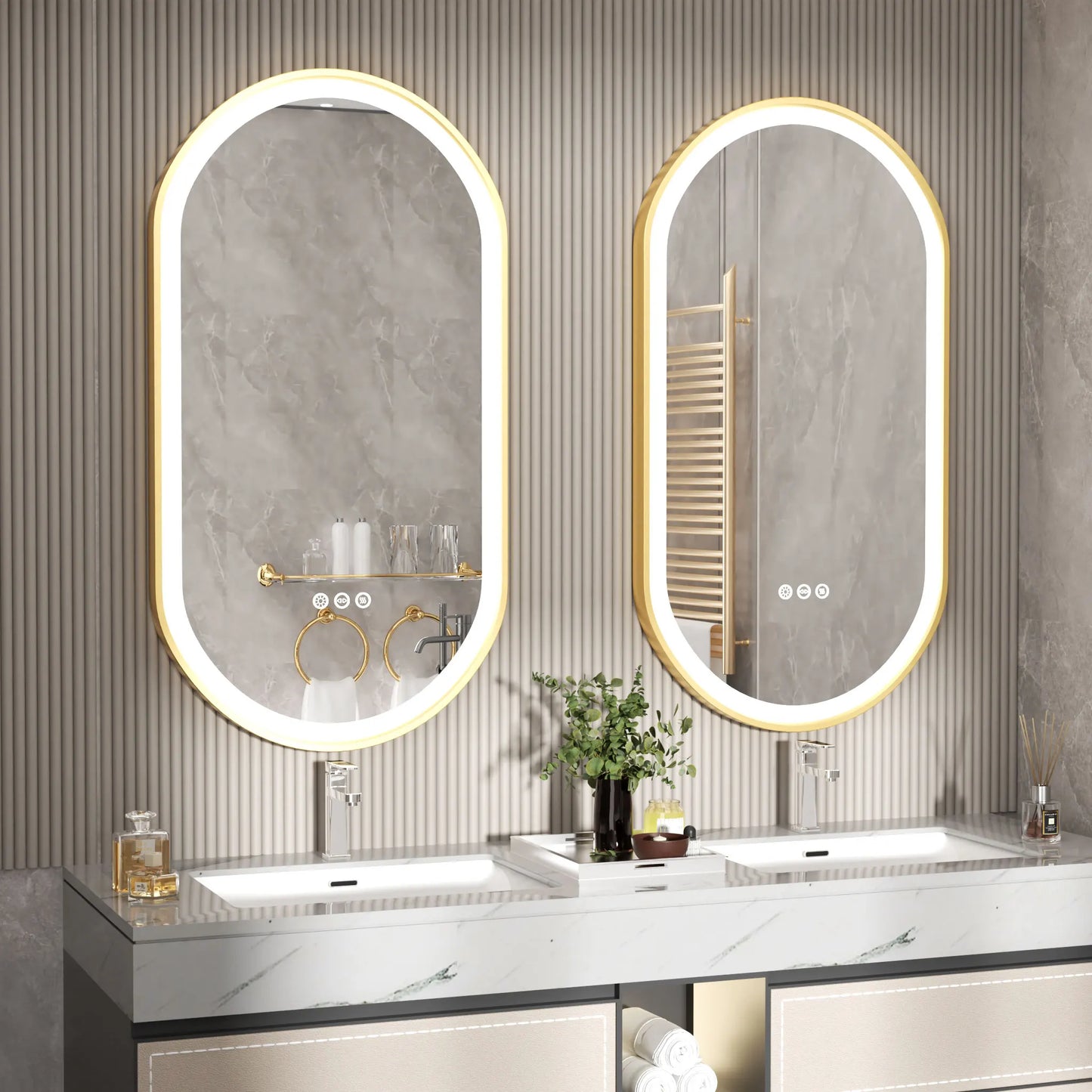 Large LED Oval Lighted Bathroom Mirror with Anti-Fog