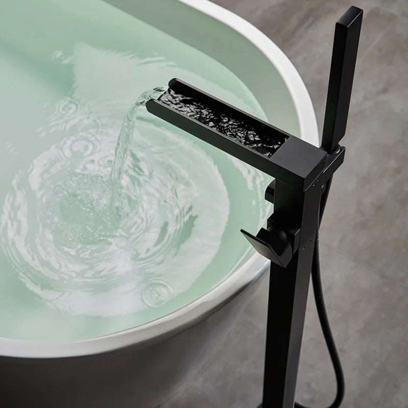 Luxury Matte Black Freestanding Bathtub Faucet
