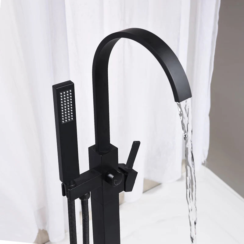 Luxury Matte Black Freestanding Bathtub Faucet
