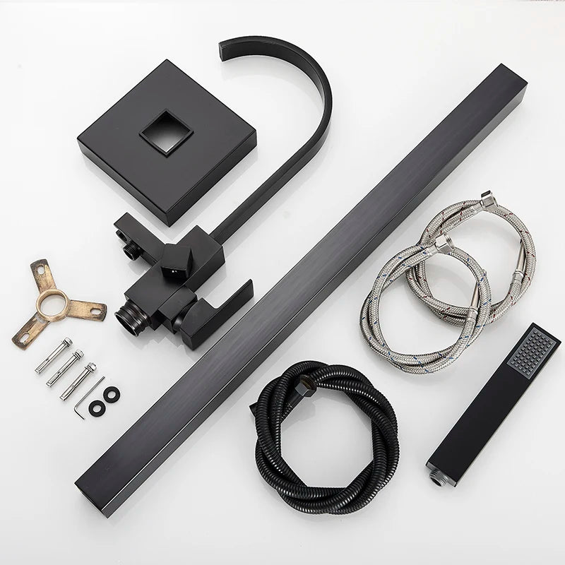 Luxury Matte Black Freestanding Bathtub Faucet