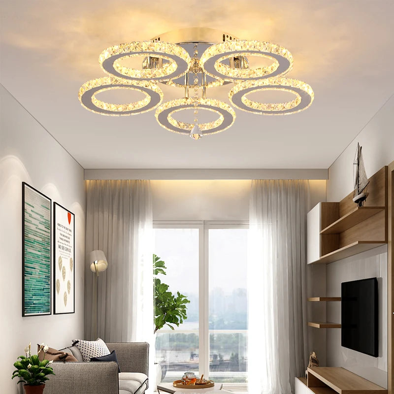 Modern LED Crystal Chandelier Pendant Light Fixture