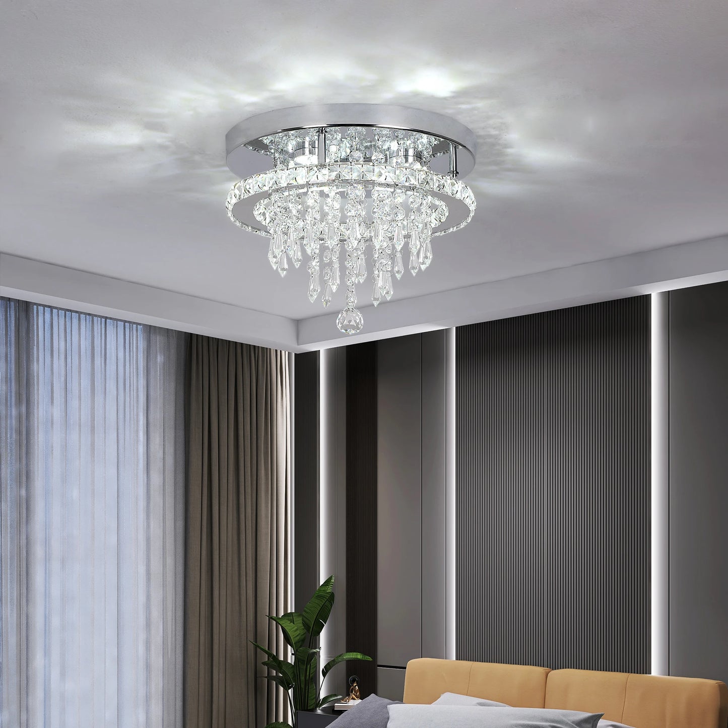 Modern LED Crystal Chandelier Pendant Light Fixture