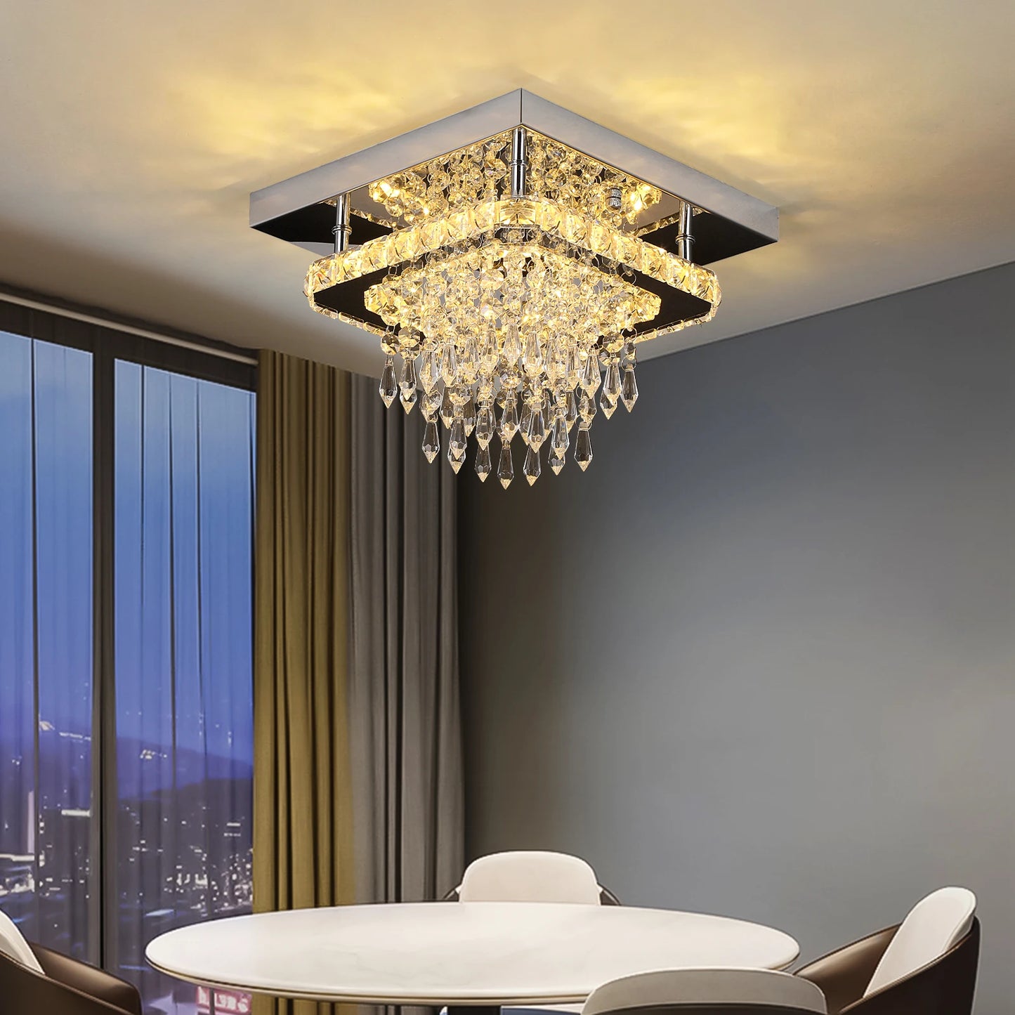 Modern LED Crystal Chandelier Pendant Light Fixture