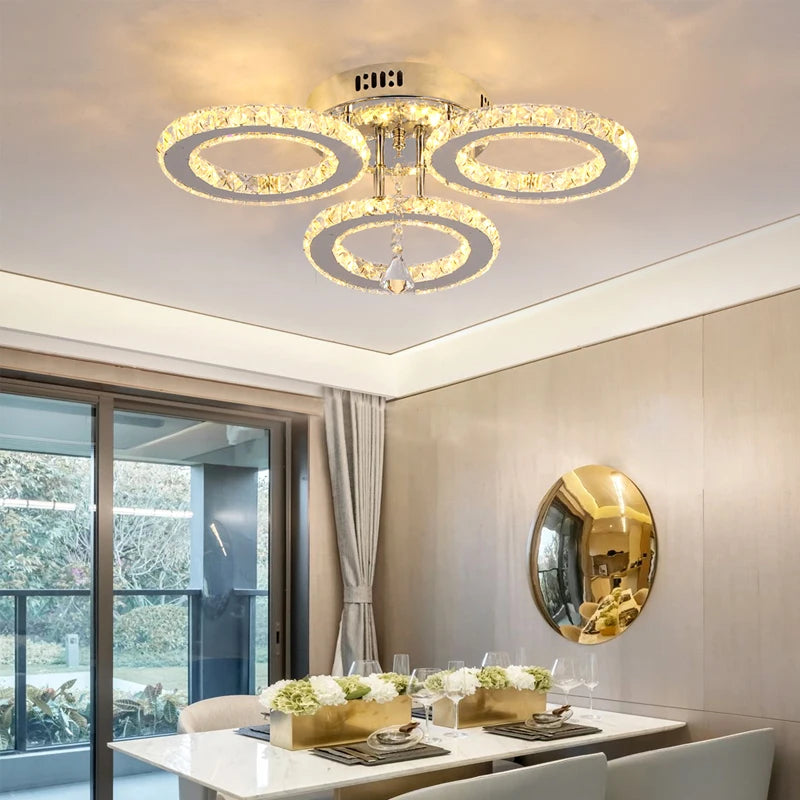 Modern LED Crystal Chandelier Pendant Light Fixture