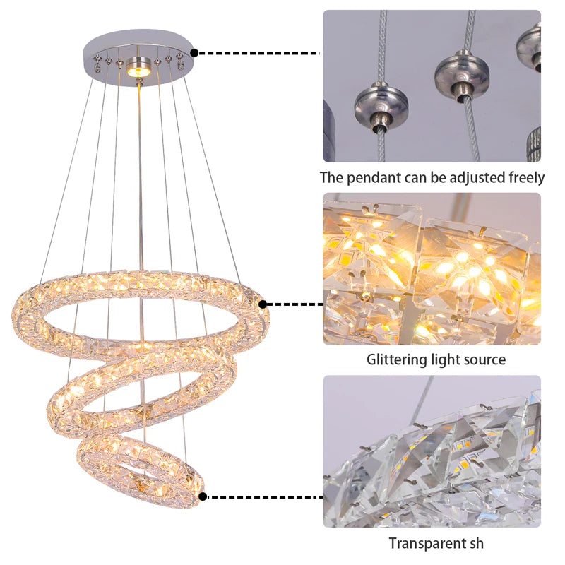 Modern Luxury Crystal Chandelier LED Indoor Lighting