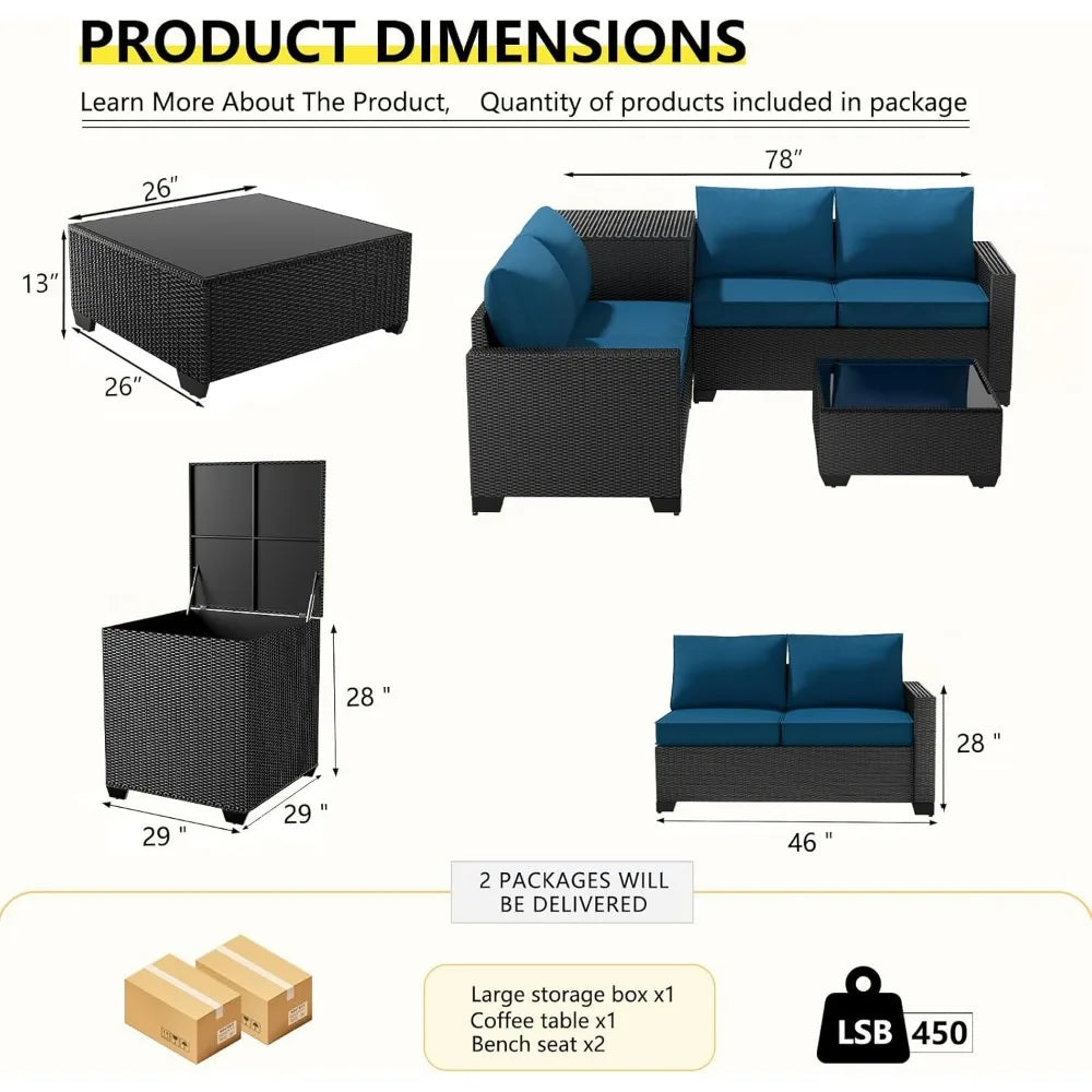 4 Piece Outdoor Furniture Set with Storage Table