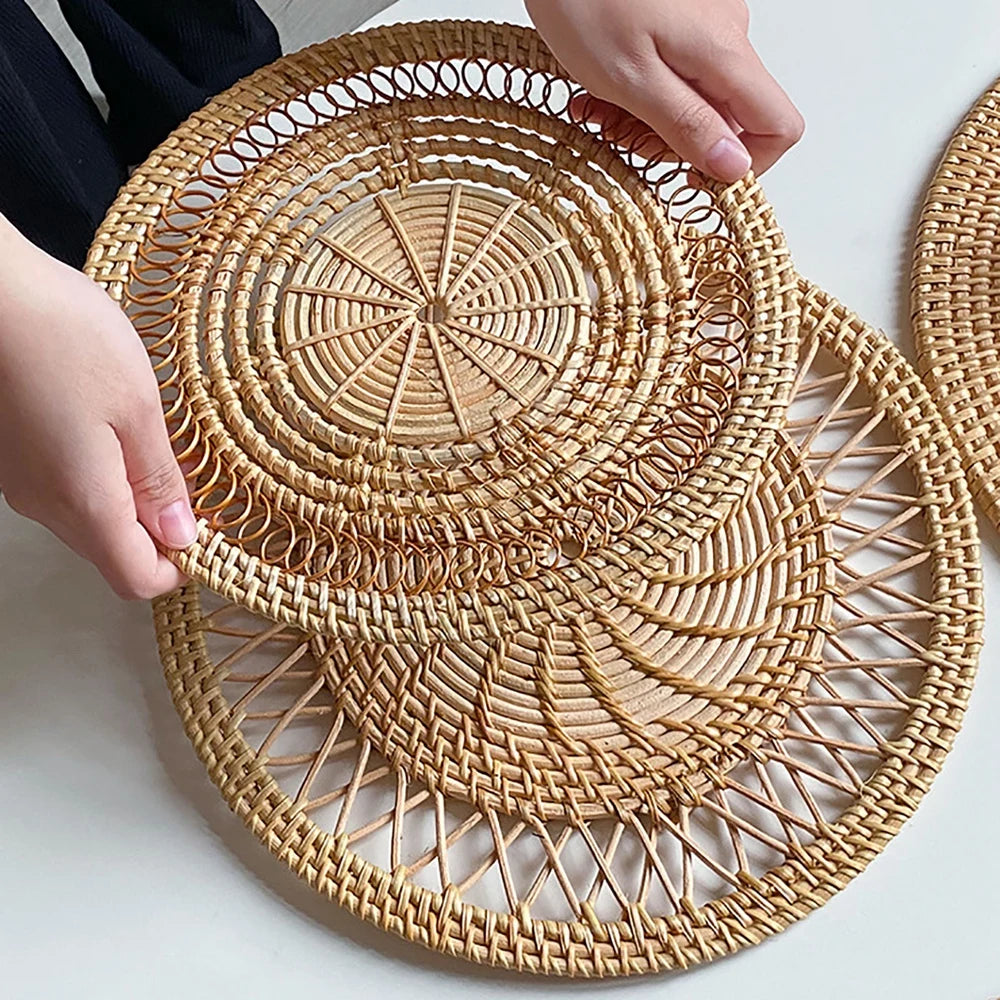 Boho Rattan Wall Basket Decor for Home