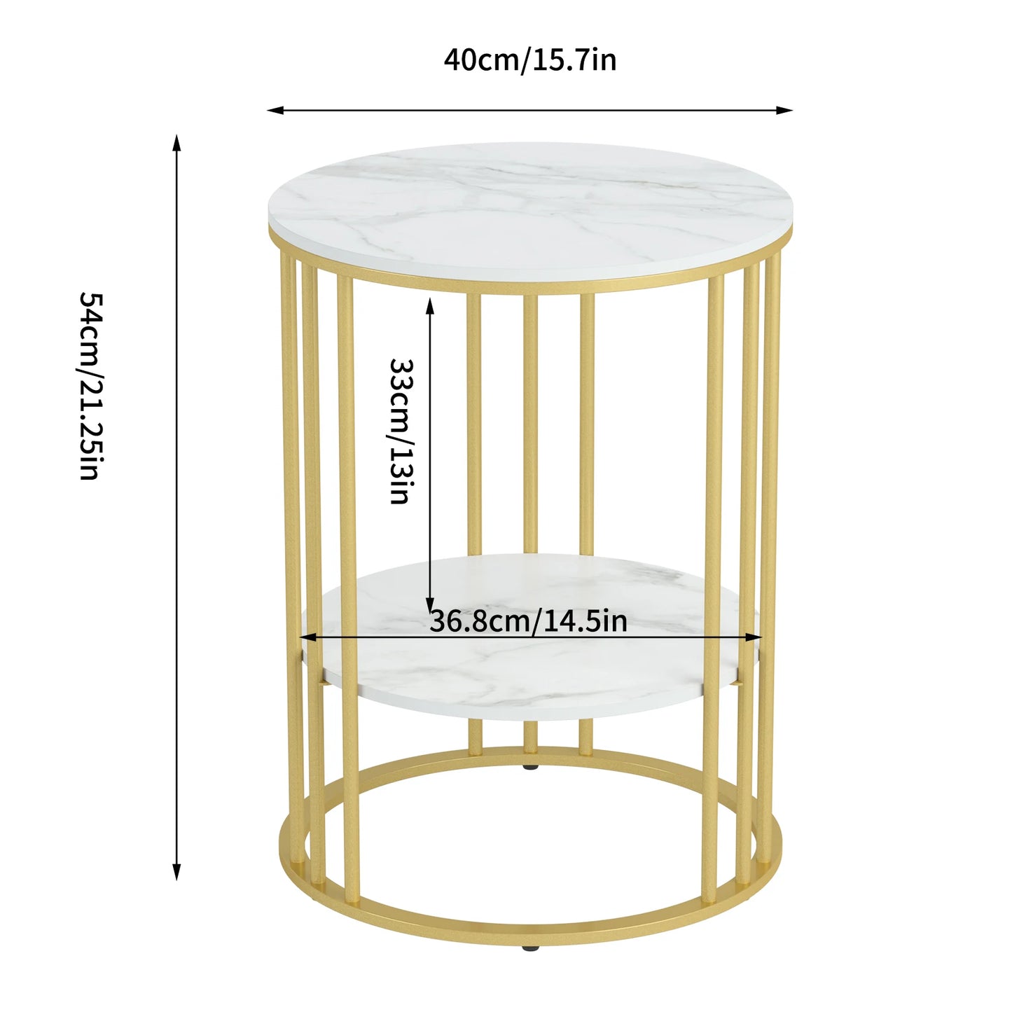 Nordic Style Round Marble Accent Table with Storage