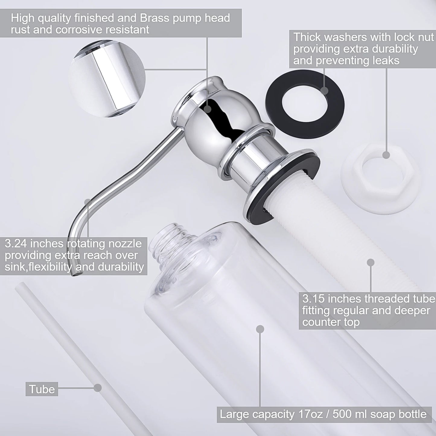 High Quality Liquid Soap Dispenser with Brass Pump