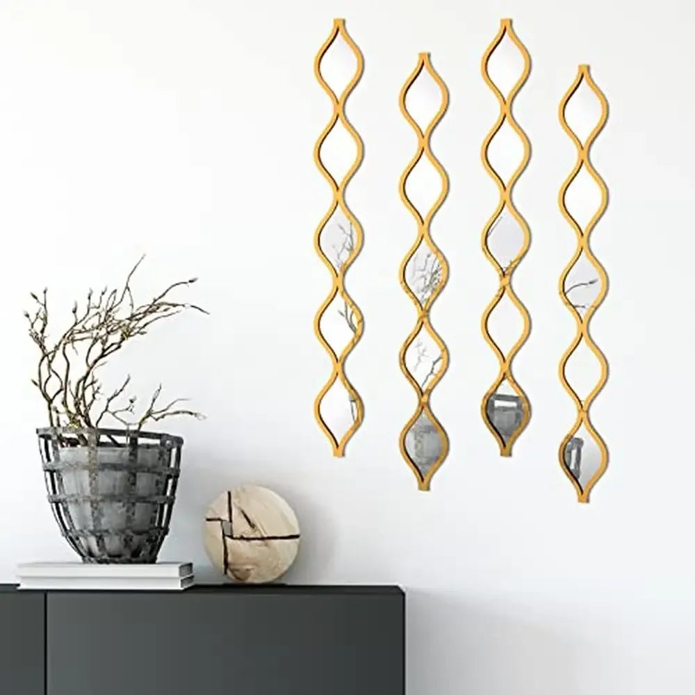 Gold Teardrop Mirror Wall Art Set of Four