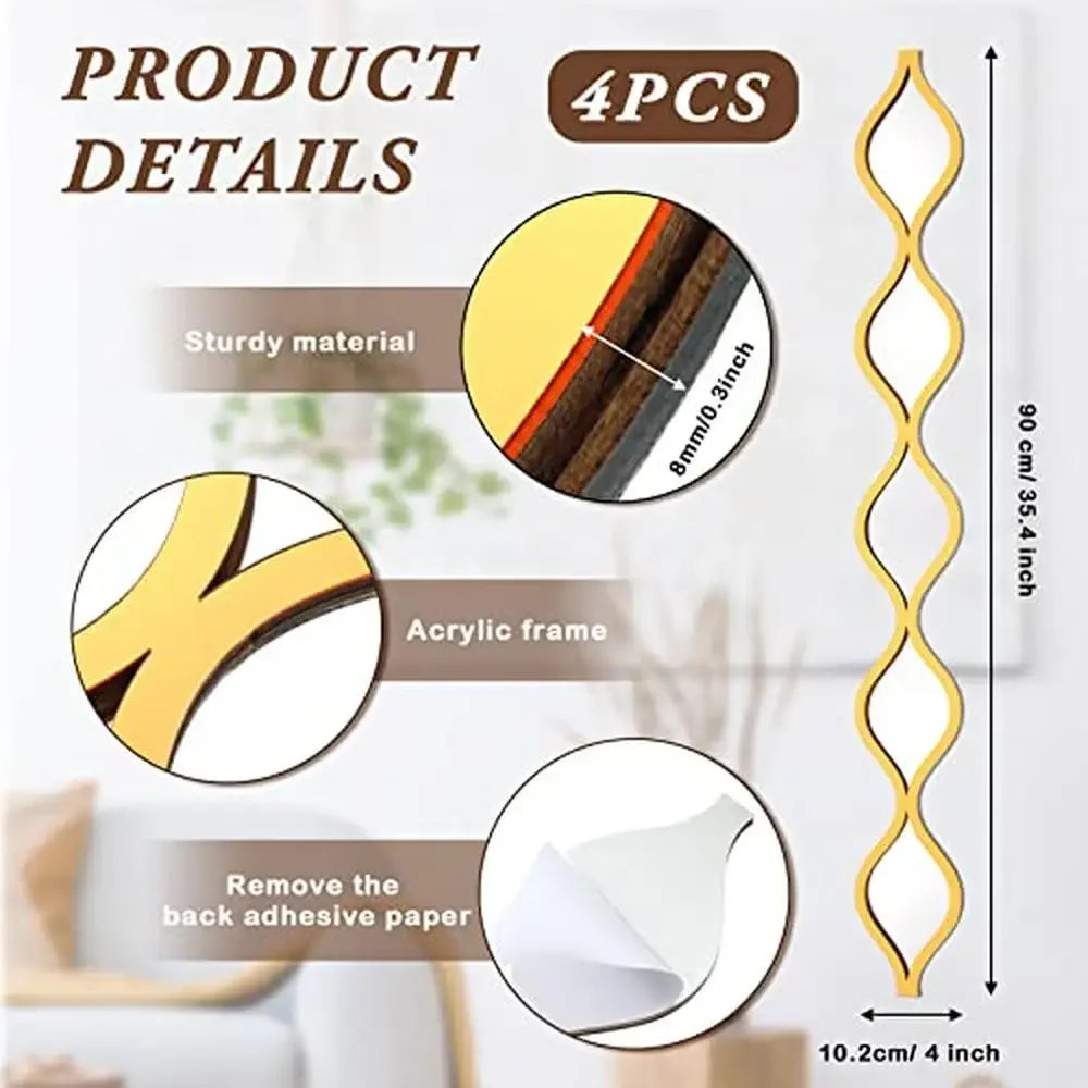 Gold Teardrop Mirror Wall Art Set of Four